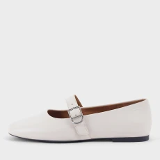 Vagabond Womens Jolin Buckle Leather Ballet Flats - White Vagabond Womens Jolin Buckle Leather Ballet Flats - White