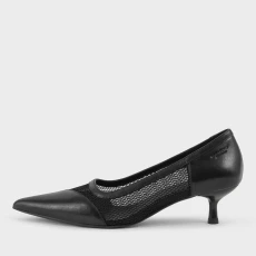 Vagabond Womens Lykke Leather/Mesh Kitten Heels - Black Vagabond Womens Lykke Leather/Mesh Kitten Heels - Black