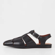 Vagabond Womens Wioletta Leather Flat Sandals - Black