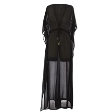 Valentina Women’s Maxi Kaftan Summer Beach Dress Swimming Costume(Black, Size L/XL)