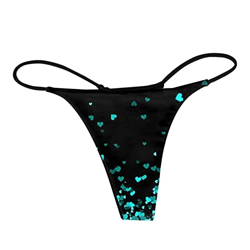 Valentine Day Thongs For Women Sexy Underpants Comfort Low Rise Soft Strappy Panties Woman Panties Pack Blue