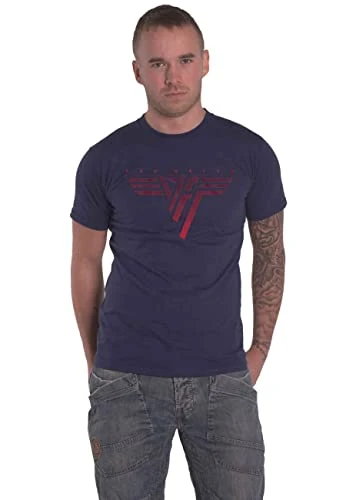 Van Halen Classic Red Logo Men T-Shirt Navy S, 100% Cotton, Regular