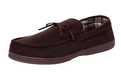 Van Huesen Mens Billy Soft Flannel Lined Mocassin, Brown, Large (11-12)