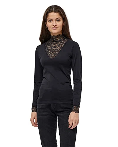 Vanessa High Neck Long Sleeve Lace Top, Black Blouses For Women Uk, Spring Ladies Tops, Size M