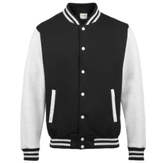 Varsity Jacket Unisex Various Sizes and Colours American Baseball Letterman (12-14 Years, Jet Black/Heather Grey)