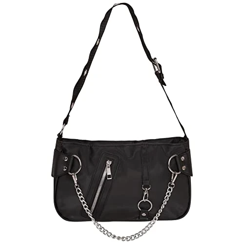 Veda Handbag Hobo Chain D-Ring Women's Shoulder Bag Punk Gothic