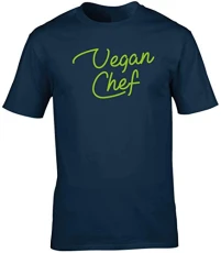 Vegan Chef (Printed on an Angle) Unisex Short Sleeve t-Shirt (Specific Size Guide in Description) Navy Blue