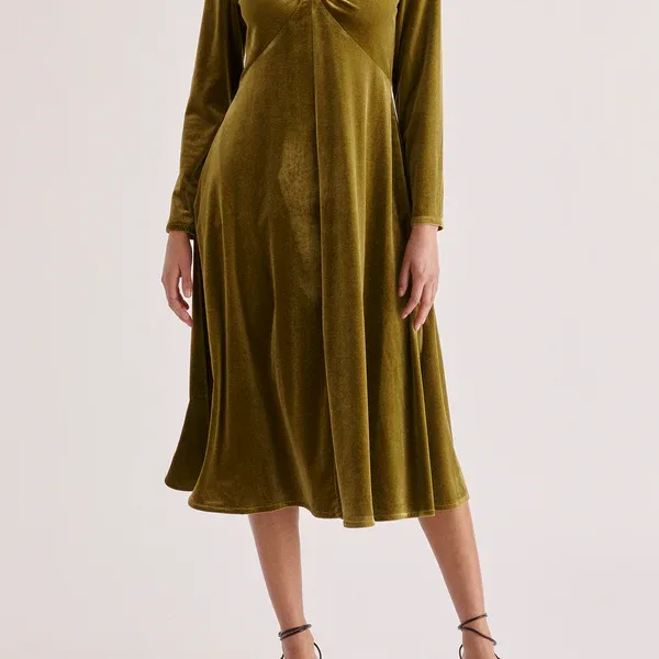 Velvet tie-neck dress