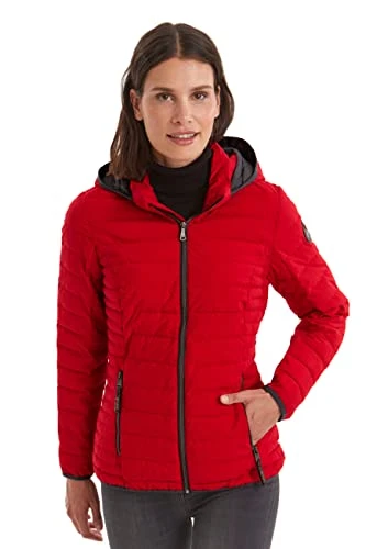 Ventoso Wmn Women's Quilted Jacket D Casual Functional Jacket in Down Look with Removable Hood, womens, Casual functional jacket in down look with zip-off hood, 35852-000, red, 38
