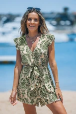 Verdant Charm Ornate Playsuit - Green