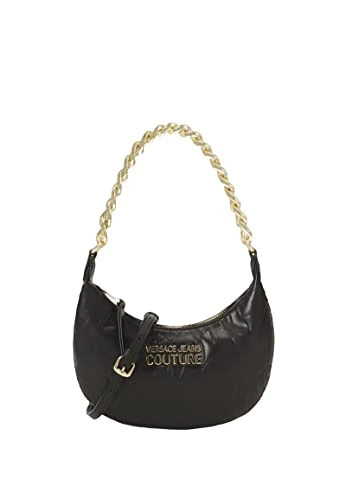 Versace Bags Women SHOULDER STRAP Black Crossbody Handbag Women's Half Moon Chain Handle Shiny Gold Small Bag Fall winter 2022/23 100% Polyester 73VA4BI5ZS452 899 UNI, Black, One Size