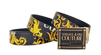 Versace COUTURE Belt Reversible Leather 74YA6F01 black-gold, Black-Gold, 100 cm