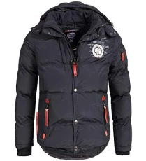 Verveine Men's Winter Quilted Jacket with Hood - Black - XXX-Large Verveine Men's Winter Quilted Jacket with Hood - Black - XXX-Large