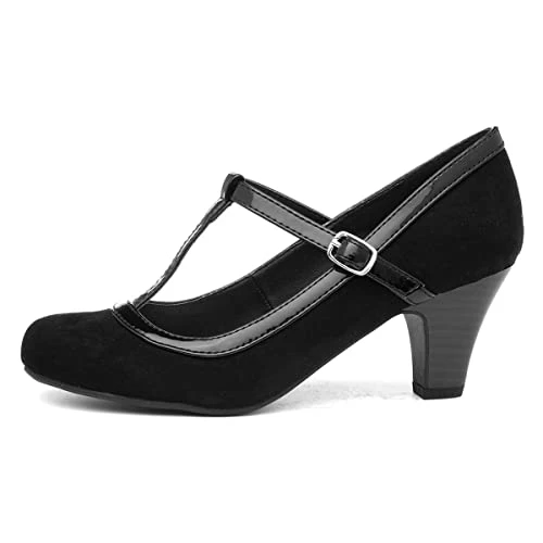 Vicky Womens Black Faux Suede Court Shoe - Size 5 UK - Black