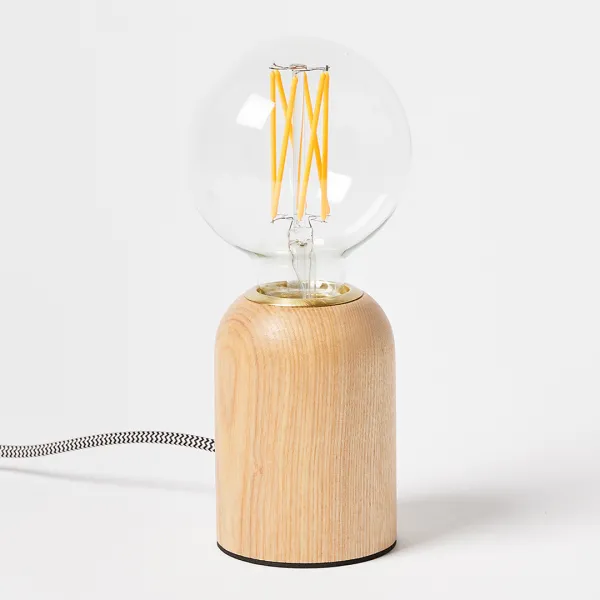 Vico Ash Wood Desk and Table Lamp - Multi