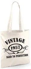 VINTAGE 1957 AGED TO PERFECTION Tote Bag - With A Black Print Shoulder Bag VINTAGE 1957 AGED TO PERFECTION Tote Bag - With A Black Print Shoulder Bag