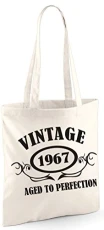 Vintage 1967 Aged to Perfection Tote Bag with A Black Print Shoulder Bag Vintage 1967 Aged to Perfection Tote Bag with A Black Print Shoulder Bag