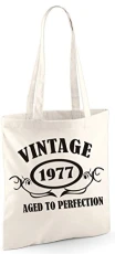 | Vintage 1977 Aged to Perfection Tote Bag | A Black Print | Shoulder Bag | Vintage 1977 Aged to Perfection Tote Bag | A Black Print | Shoulder Bag