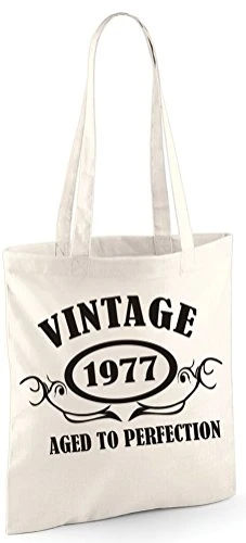 | Vintage 1977 Aged to Perfection Tote Bag | A Black Print | Shoulder Bag