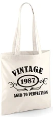 | Vintage 1987 Aged to Perfection | Tote Bag | with A Black Print | Shoulder Bag | Vintage 1987 Aged to Perfection | Tote Bag | with A Black Print | Shoulder Bag