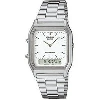 Vintage AQ-230A-7DMQYES Silver and White Stainless Steel CombiWatch - Silver