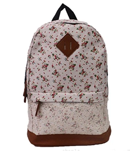 Vintage Denim Style Unisex Fashionable Casual School Travel Shoulder Backpack street style Plaza Ladies Vintage Floral Canvas