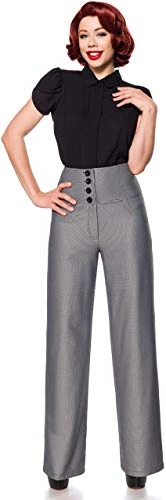 Vintage Marlene Trousers Women Cloth Trousers Black-White XXL, 100% Polyester, Marlene
