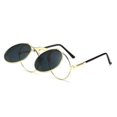 Vintage Steampunk Flip Sunglasses Retro Round Metal Sunglasses For Men And Women E9Z8 Sunglasses