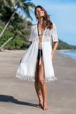 Vintage Touch White Cover-Up Kimono