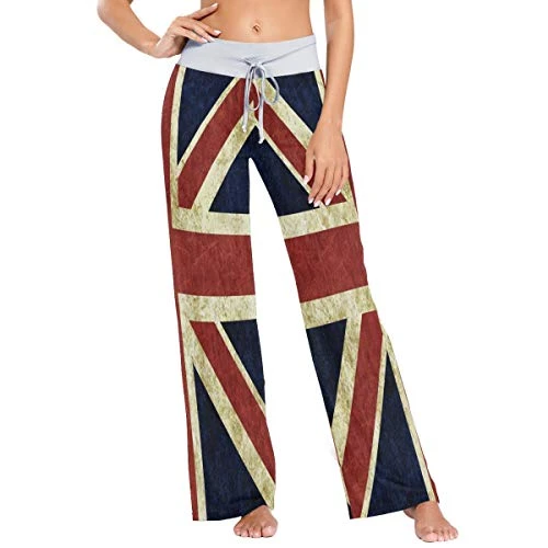 Vintage Union Jack British Flag Women's Pajama Lounge Pants Casual Stretch Pants Wide Leg M