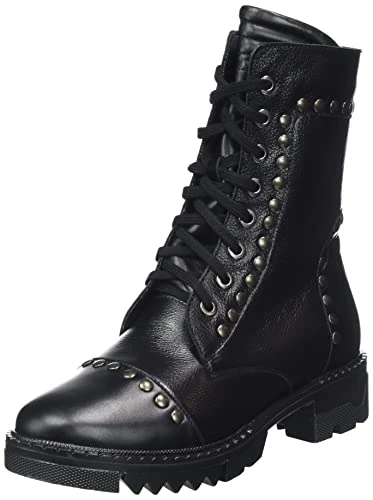 Vintage Women's Leather boots with studs, black, 3.5 UK