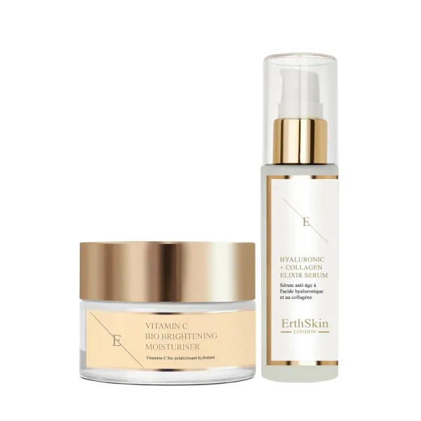 Vitamin C Bio Brightening Moisturiser 50ml + Hyaluronic acid & Collagen Serum - 60ml - Black