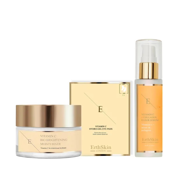 VITAMIN C + COLLAGEN ELIXIR SERUM 60ML + Vitamin C Bio Brightening Moisturiser 50ml + Vitamin C Hydrogel Eye Pads x - Black