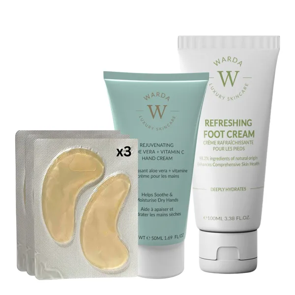 Vitamin C Glow &Amp; Care Set (Vitamin C Under-Eye Brightening Hydro Gel X + Rejuvenating Aloe Vera+ Vitamin C Hand Cream 50Ml + Refreshing Foot Cre - Multi