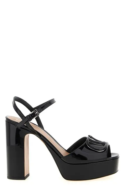 VLogo platform sandals - Black