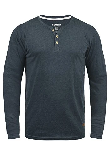 Volko Men's Long Sleeve T-Shirt Top with Grandad Collar, Size:M, Colour:INS BLU M (P8991)