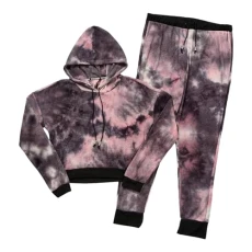 Waffle Jogger Pajama Lounge Set, Pink Multi, S