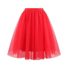 Waist Pleated Mesh Skirt, Soft, Draped, Medium Length Skirt, Large Size, A-Line Skirt, Pleated Skirt, Women's Midi Women's Skirt, A-line Pleated Skirt, Black, High Waist, red, M