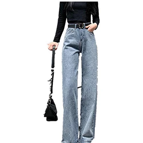 Waist Wide Leg Mopping Pants Loose Straight Jeans Female Summer Thin Section