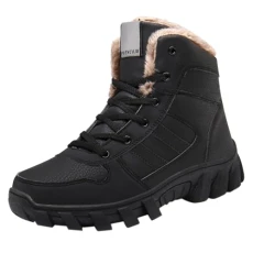 Walking Boots Mens Work Boots Protection & Smart Steel Toe Cap Boots Safety Boots High Top Combat Boots Plush Fleece Winter Boots Men Thermal Snow Boots Mens Non Slip Lace Up Warm & Comfy