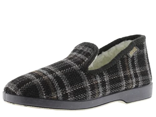 Wamba Confortable Plaid Slippers & Sheepskin Interior & Matching Sole 202001 for Men GRIS 43
