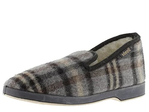 Wamba Confortable Plaid Slippers & Sheepskin Interior & Matching Sole 202061 for Men GRIS 45
