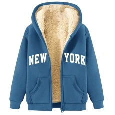 warehouse deals clearance Womens Fleece Jacket Hoodie Lined Full Zip Up Winter Warm Tops Soft Comfortable Hooded Sweatshirt Solid Jumper Hoody Sweater Coat Overcoat Cardigan Fashion Hoodies