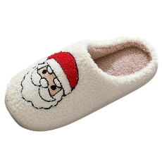 Warm Slippers Women's Slippers Women's Winter Plush Slippers Fluffy Women's Winter Flat Slippers Pair Velour Slippers Christmas Time House Slippers, Z1003a White, 9 UK