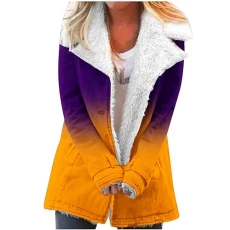 Warm Winter Coat Woman Plush Plus Size Jackets for Curvy Women Long Sleeve Button Jacket Womens Fashion Hoodless Casual Jacket With Pocket