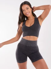 Washed Active Crop Top / BLACK Washed Active Crop Top / BLACK