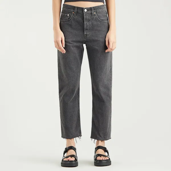 Washed Black 501 Cropped Stretch Jeans