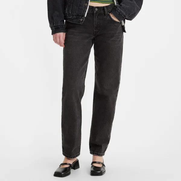 Washed Black Middy Straight Jeans - Black
