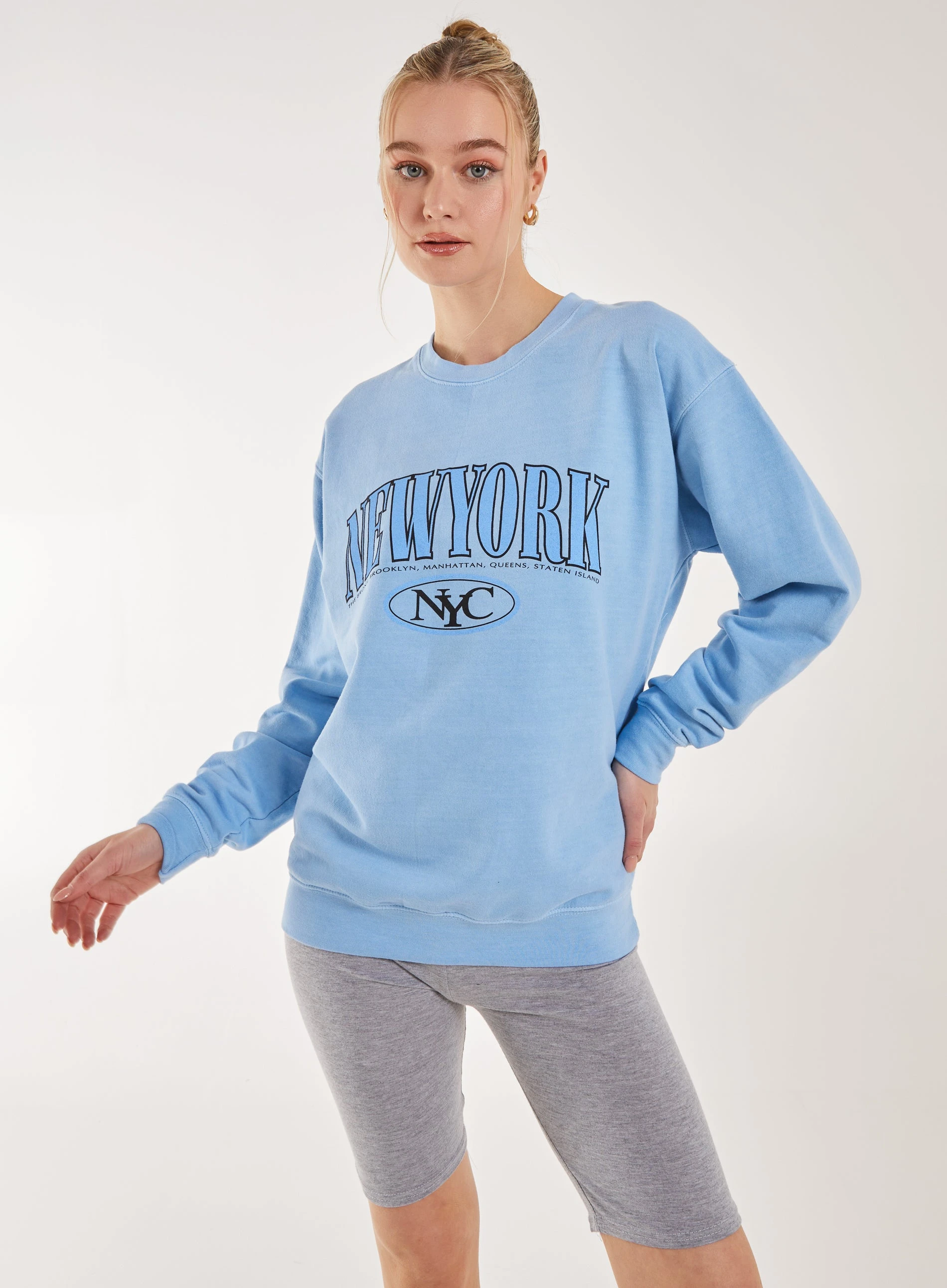 Washed New York Sweatshirt Light Blue