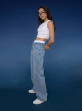 Washed Relaxed Fit High Waist Jeans DENIM